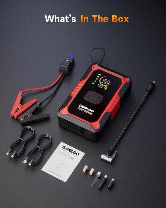 GOOLOO A5 Jump Starter with Air Compressor, 4000A Car Battery Jump Starter (All Gas/10.0L Diesel) with 160PSI Tire Inflator Auto-Off, 45W PD Fast Charging, 12V Jump Box Car Jumper Starter Portable