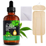 RSGRT Jamaican Black Castor Oil 120ml, Organic Castor Oil Cold Pressed Unrefined in Glass Bottle, Black Castor Oil with Castor Oil Pack and Cotton Flannel Cloth for Liver Wastes Release (Khaki)