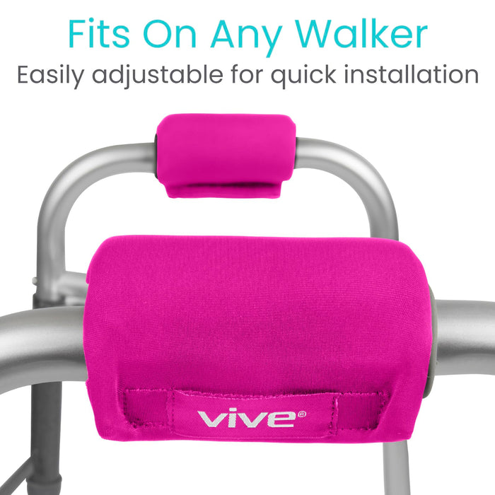 Vive Walker Handle Cushions - Padded Hand Covers - Soft Padding Medical Accessories for Folding Rolling Wheelchair, Rollator Handle, Senior, Elderly Grippers - Foam Crutch Pads Grips - Mobility Aid (Pink)