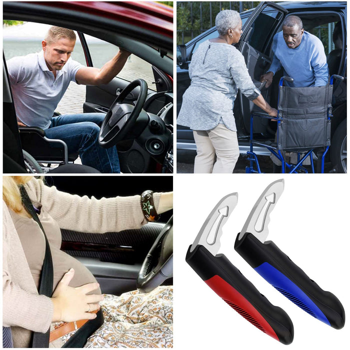 MOSKESON 2PACK Car Handle Assist for Elderly, Door Handle for Automotive, Multifunctional Car Handle Assist, Handicapped Elderly Assistant Support Handle RED&Blue