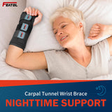 FEATOL 2 Pack Blue Black Wrist Brace for Carpal Tunnel - Pain Relief for Sprain, Arthritis, Tendonitis, Injuries, Wrist Pain, Cockup Wrist - Wrist Brace Night Support Both Hand with Removeable Splint - For Men & Women Large/X-Large Size