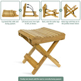 Sorbus Bamboo Folding Step Stool Bench - for Shaving, Shower Foot Rest, Bath Chair - Great for Bathroom, Spa, Sauna, Wooden Seat, Fully Assembled - 11.75" D x 12.25" W x 13.75" H