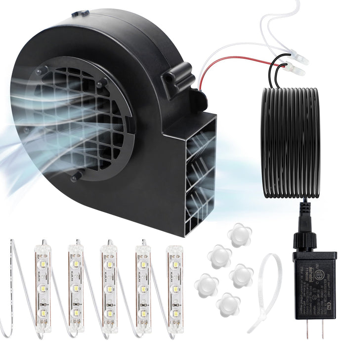 Replacement 1A Blower for Halloween Inflatables, 1.5A Adapter for Christmas Yard Inflatable Blow Up Outdoor Holiday Yard Inflatables Decorations Replacement Fan Blower, Adapter, 5 LEDs Bulbs Set