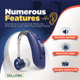 Dellona Next-level Hearing Aids For Seniors Severe Hearing Loss - Hearing Aids Rechargeable W/ Type-c - Comfort Design BTE Hearing Aids - Otc Hearing Aids For Seniors Rechargeable With Noise Cancelling - (Pair) Hearing Amplifiers For Seniors - (Blue)