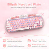 RK ROYAL KLUDGE RK838 Pink Wireless Keyboard, Retro Typewriter Keyboard BT/2.4G/Wired Mode, 75% RGB Hot Swappable Gaming Keyboard with Round Keys 10 Buttons, Pink Switches