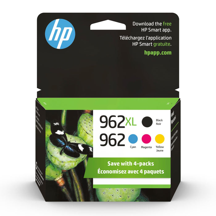 HP 962XL High Yield Black and HP 962 Cyan, Magenta, Yellow Original Ink Cartridges Pack of 4 (3JB34AN)