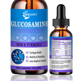 Glucosamine Chondroitin Liquid Drops 2000mg, Liposomal Glucosamine Chondroitin MSM, Chondroitin & Glucosamine Nutritional Supplements w/Turmeric Extract, Hyaluronic Acid, Quercetin & Bromelain