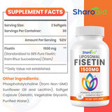 1500mg Fisetin Supplements - Powerful Absorption with Liposomal Delivery,98% Pure Fisetin,Polyphenol Antioxidant for Healthy Aging,Non-GMO - 1 Bottles, 60 Softgels for Adults