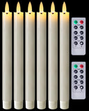 Homemory Waxy Flameless Taper Candles with Remote Timer Dimmer, LED Candlesticks Flickering, Battery Operated Window Candles, 9.6 Inches for Christmas Wedding Celebration Decor, Ivory, 6 Pcs