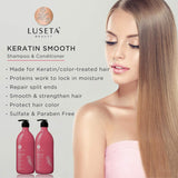 Luseta Keratin Smooth Shampoo and Conditioner Set Moisturizing and Hydrating for Damaged and Dry Hair Prevent Further Breakage Free of Sulfate and phosphate