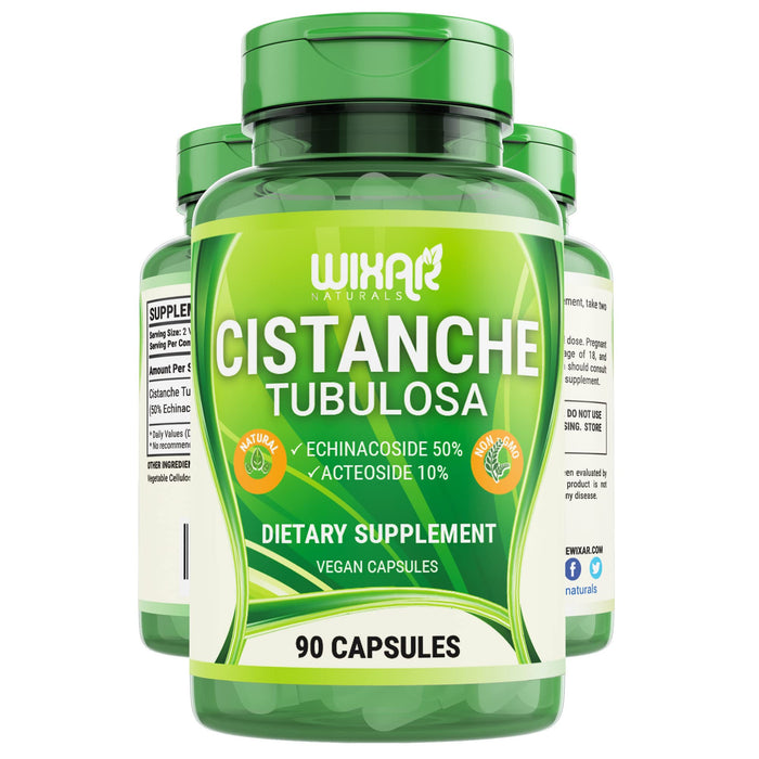 WIXAR NATURALS Cistanche Tubulosa Capsules - 50% Echinacoside & 10% Acteoside, Vegetarian Energy Supplements for Men & Women, Memory Support Supplement, Performance Vitamin Supplements, 90 CT