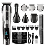 Brightup Beard Trimmer for Men - 19 Piece Mens Grooming Kit with Hair Clippers, Electric Razor, Shavers for Mustache, Body, Face, Ear, Nose Hair Trimmer, Gifts for Men, USB Rechargeable & LCD Display