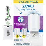 Zevo Indoor Flying Insect Trap Fly (Refill + Device) Includes Bundle Multi-Pack(2 Plug-Ins Plus 2 Refills) + 1 Card Protector SchmiidtEmpire + Sticker