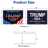 Trump Yard Signs 2024 with H-Stakes, 2 Pack 16" x 12" Double Sided Trump Yard Signs, Trump Take America Back Signs, Placard Voted for Trump Outdoor Lawn Yard Garden Decoration