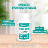 Supersmart - Bioperine 30mg per Day (95% Piperine) - Black Pepper Extract - Curcumin & Nutrients Absorption Enhancer - Digestive Enzymes Support | Non-GMO & Gluten Free - 90 Vegetarian Capsules