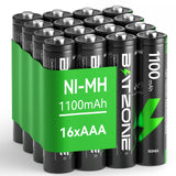 BATZONE 16 Pack Rechargeable AAA Batteries,1100mAh High Capacity riple A Batteries,1.2V Ni-MH AAA Batteries with Long-Lasting Power,Low Self Discharge…