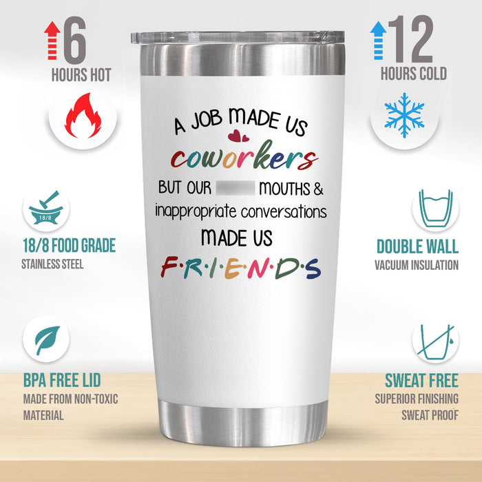 TEEZWONDER Funny Gifts For Coworkers, Friends, Females, Work Bestie Gifts For Women, Office Appreciation, Christmas, Valentines Day, Thank You Gift For Coworkers, 20 Oz Stainless Steel Tumbler