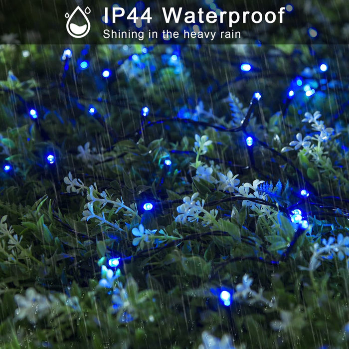 POTIVE 2 Pack Blue Solar String Lights Outdoor Waterproof, Each 42.7 ft 100 LED Solar Powered String Lights, 8 Modes Solar Twinkle Lights for Garden Yard Patio Tree Porch Christmas Decorations