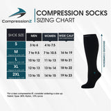 CompressionZ Compression Socks For Men & Women - 30 40 mmHG Graduated Medical Compression - Travel, Edema - Swelling in Feet & Legs (Black 2P, M)