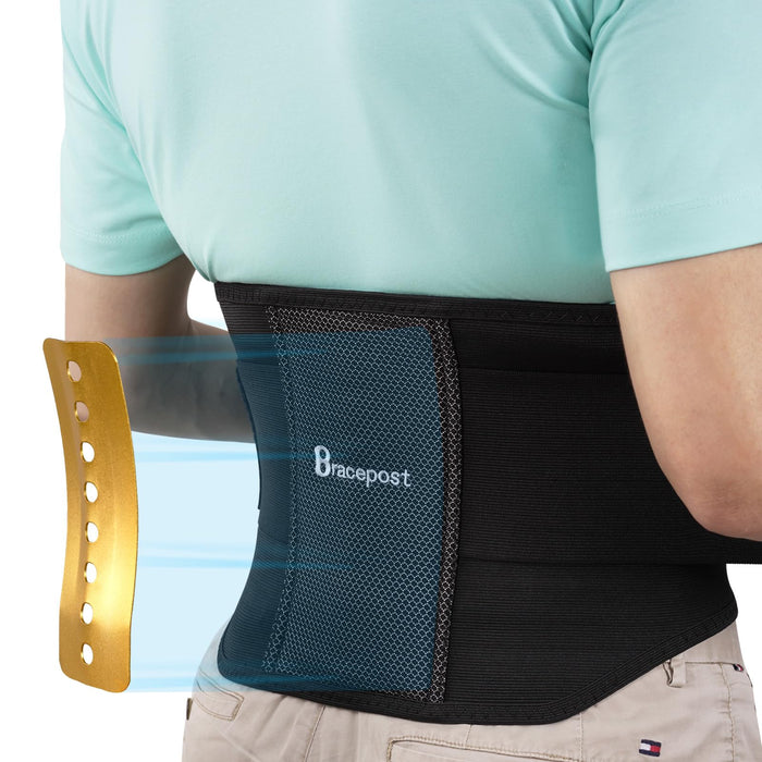 Bracepost Back Brace for Lower Back Pain Relief, Back Support for Men Women Lumbar Muscle Strain, Breathable Lumbar Support Belt for Herniated Disc, Sciatica, Ideal Gift Small (Waist:28"-37")