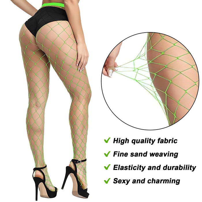 3 PSC Yellow Fishnet Stockings for Women, High Waist Fish Nets Leggings for Women, Womens Fishnet Tights Plus Size Thigh High Mesh Tight Pantyhose Fishnets One Size Fit All, Halloween and Christmas