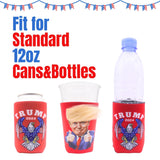 PEILINIX 2PCS Trump 2024 Can Koozies, Funny Soda Pop Beer Cozy, American Flag Eagle Can Cooler Sleeve for Supporter