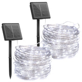 Brightown Outdoor Solar String Lights, 2 Pack 33 Feet 100 Led Solar Powered Fairy Lights with 8 Modes Waterproof Decoration Copper Wire Lights for Patio Yard Trees Christmas Wedding Party (Pure White)