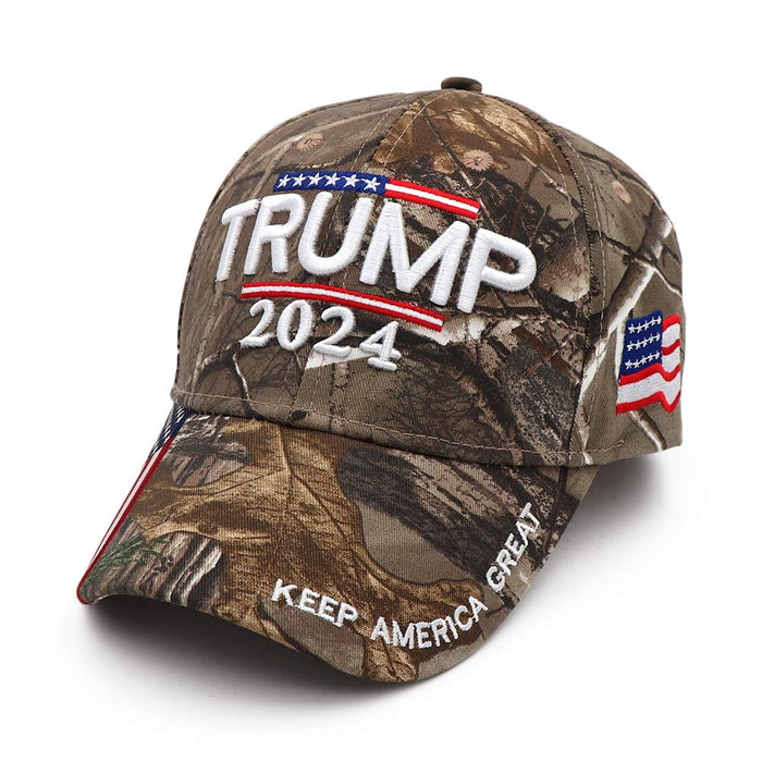 Trump Hat 2024 MAGA Hat Embroidered Keep America Great Donald Trump Slogan USA Adjustable Camo Baseball Cap for Woman Men