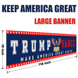 Trump Vance 2024 Presidential Election Large Banner Sign Flag with Brass Grommets,Trump JD Vance Make America Great Again Outdoor Sign House Banner Yard Lawn Decoration 98X18''