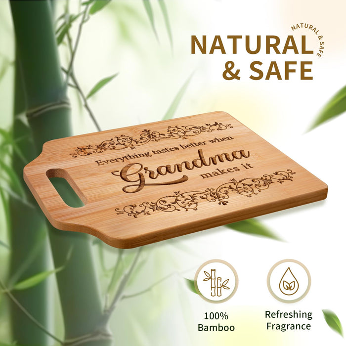 AceThrills Gifts for Grandma, Grandma Birthday Gifts - Engraved Bamboo Cutting Board 12.3"L x 8.7"W x 0.4"Th - Christmas Birthday Gifts for Grandma, Grandma gifts from Grandkids