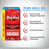 MegaRed Krill Oil 350mg Omega 3 Supplement with EPA, DHA, Astaxanthin & Phospholipids (Pack of 2)