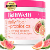 BelliWelli Daily Fiber Supplement Powder with Collagen, Probiotics & Electrolytes | Supports Digestive Health, Gut Balance & Debloating | Tropical Breeze | 16 Servings