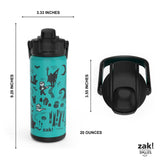 zak! Beacon Insulated Bottle, Disney The Nightmare Before Christmas - 20 oz - Durable Stainless Steel - Double-Wall Vacuum Insulation, Silicone Spout &Leak-Proof Lid - Dishwasher Safe