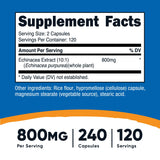 Nutricost Echinacea 800mg, 240 Capsules, 3 Bottles - Vegetarian Caps, Non GMO, Gluten Free, 120 Servings