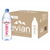 Evian Natural Spring Water, 1 L bottle, 12 pack