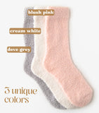 Unboxme Gifts Cozy Sock For Women | 3 Pack Assorted Fuzzy Ultra-Luxe Cloud Sock For Women & Men With Gift Box | Great Christmas Gift, 3 Pairs Grey Cream White Blush Pink