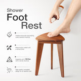 18" Corner Shower Foot Rest - Wooden Showers Stool Seat for Shaving Legs - Small Corner Shower Benches for Inside Shower - Waterproof Bath Step Stools Bench for Bathroom (Height - 18in, Acacia)