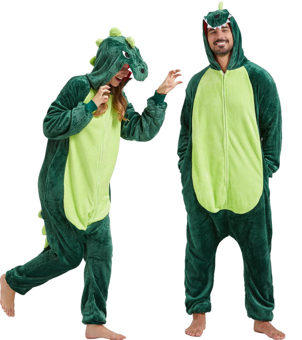 QUCH Adult Onesie Costume-Unisex Animal Onesies for Adults Hallowee Costume, Halloween Onesie Adult Onesie Pajamas for Women Dinosaur XL