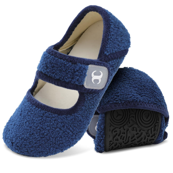 Barefoot Slippers Elderly Women Senior Mom Diabetic Slippers Slip On Woman's Slippers Indoor Bootie Slippers Women for Summer Fall Winter Blue Size