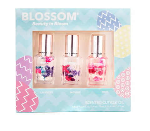 Blossom Hydrating, Moisturizing, Strengthening, Scented Cuticle Oil, Infused with Real Flowers, Made in USA, 0.75 fl. oz, Spring Easter 3 pack, Lavender/Jasmine/Rose