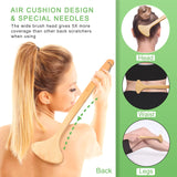 SIHASO Large Curved Bamboo Back Scratcher - 59 Wooden Points Provide Instant Itch Relief, Curved Handle & Air Cushion, Easy to Reach Itch Point, Back Massager for Men Women Adults（White）