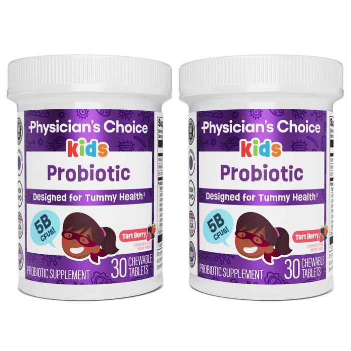 Physician's CHOICE Kids Probiotic- 7 Strains, Organic Prebiotics, Vitamins & Minerals - Clinically Studied L. Rhamnosus GG - Immune & Digestive Support - 30 Count (Pack of 2)