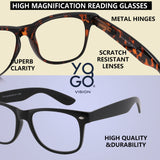 Yogo Vision Magnifying Glasses for Reading, High Magnification One Power Magnifier Readers (7.00)