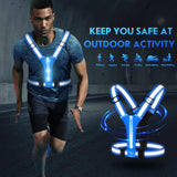 Simket Led Light Up Running Vest Reflective Vest for Walking at Night, High Visibility Night Running Gear Rechargeable Adjustable Running Lights for Runners Walkers Men Women (BLUE)