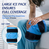 XXL Knee Ice Pack Wrap Around Entire Knee After Surgery, Reusable Gel Ice Pack for Knee Injuries, Large Ice Pack for Pain Relief, Swelling, Knee Surgery, Sports Injuries, 2 Pack (Sky-Blue)