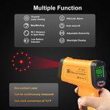 Infrared Thermometer Temperature Gun -58℉ to 2552℉, 50:1 Distance Ratio, Non-Contact Pyrometer with Alarm, Max-Min Measure, Digital Laser IR HighTemp Gun for Cooking, Industry, Home Repair