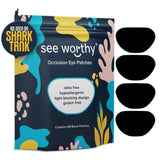 See Worthy Black Eye Patches - Innovative, Smart Adhesive Technology - Breathable & Comfortable Eyepatch for Lazy Eye - Soft Eye Patches, Concave Shape & Fun Designs (48 per Box) Packaging May Vary