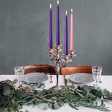 Pandaing Christmas Products 15 Purple and 5 Pink 10 Inch Unscented Taper Advent Candles Set (Set of 20)