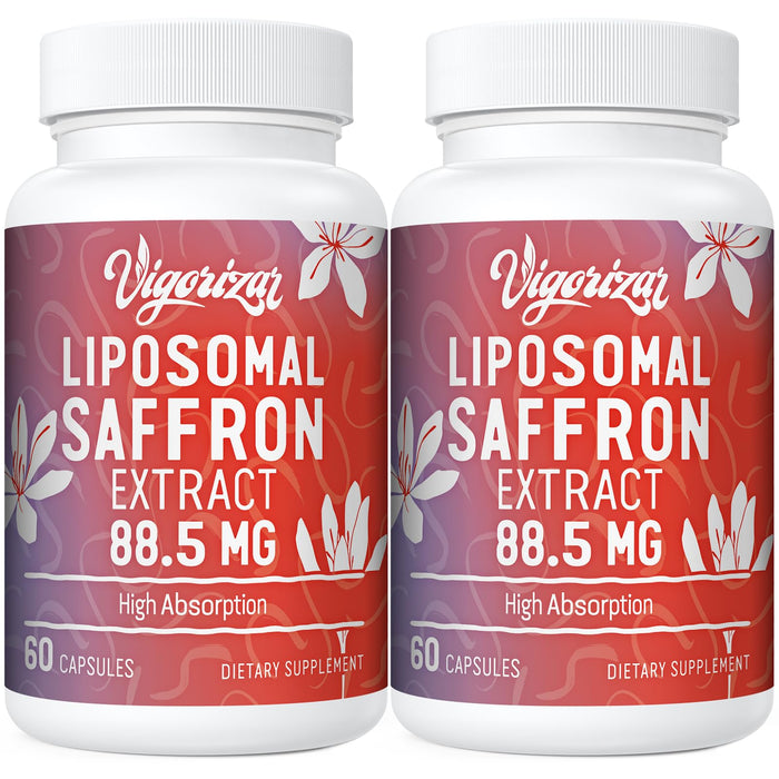 Liposomal Saffron Supplements - 100% Pure Saffron Extract 88.5 mg, Better Bioavailability - 120 Veggie Capsules, Made in USA