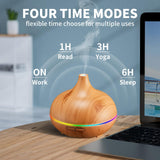 HLS Aromatherapy Diffuser for Essential Oil Large Room with Remote Control,550ML Wood Grain Diffusers Kids Bedroom 3 Timer Settings,Cool Mist Humidifier Ultrasonic Soft Light Wood Grain-Remote